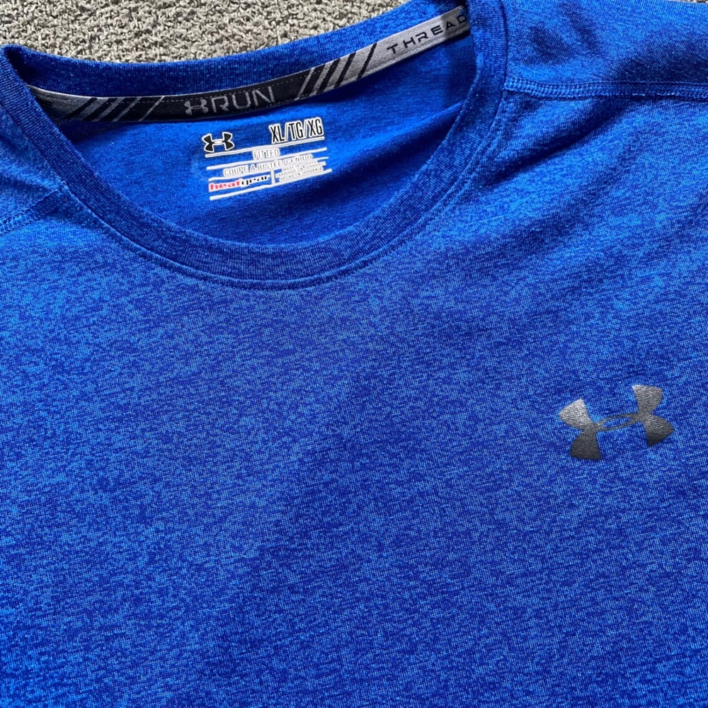 Under Armour Performance Shirt Mens XL Blue HeatGear Threadborne Fitted